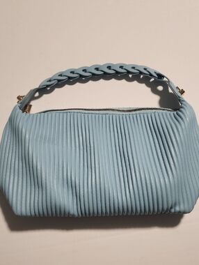 Expressions NYC Vegan Hobo Sky Blue Shoulder Bag with Braided Handle